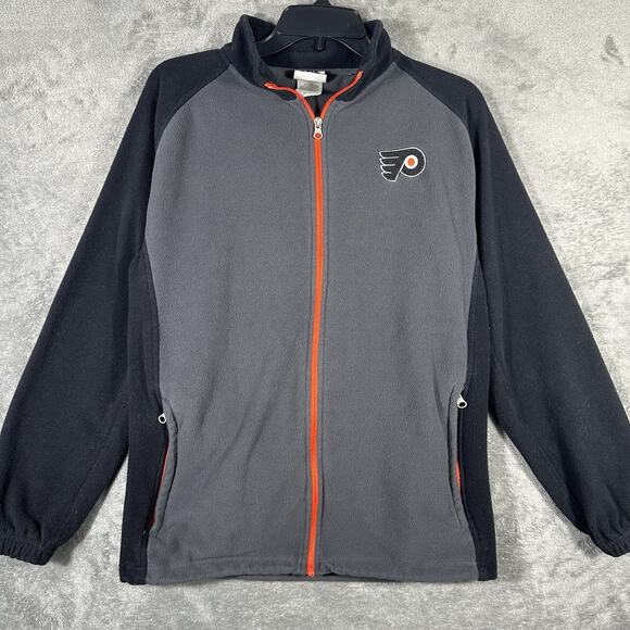 NHL Philadelphia Flyers Jacket Men's S Full Zip Fleece Logo Embroidered Gray - Picture 1 of 8